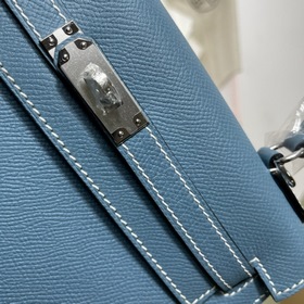 Hermès KL сумка из кожи Epsom, джинсовый синий с золотыми серебря