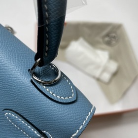 Hermès KL сумка из кожи Epsom, джинсовый синий с золотыми серебря