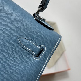 Hermès KL сумка из кожи Epsom, джинсовый синий с золотыми серебря
