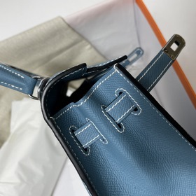Hermès KL сумка из кожи Epsom, джинсовый синий с золотыми серебря