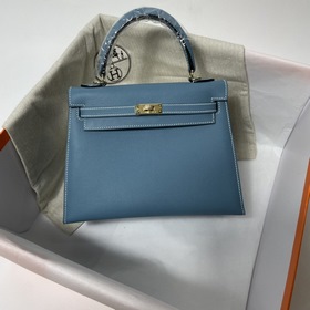 Hermès KL сумка из кожи Epsom, джинсовый синий с золотыми серебря