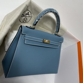 Hermès KL сумка из кожи Epsom, джинсовый синий с золотыми серебря