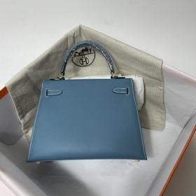Hermès KL сумка из кожи Epsom, джинсовый синий с золотыми серебря