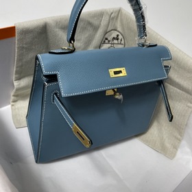 Hermès KL сумка из кожи Epsom, джинсовый синий с золотыми серебря