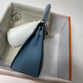 Hermès KL сумка из кожи Epsom, джинсовый синий с золотыми серебря