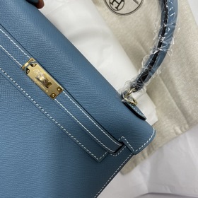 Hermès KL сумка из кожи Epsom, джинсовый синий с золотыми серебря