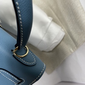 Hermès KL сумка из кожи Epsom, джинсовый синий с золотыми серебря