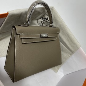 Hermès KL сумка из кожи Epsom, слоновая кость серебряной застежко