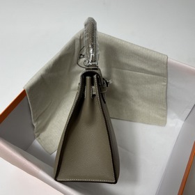Hermès KL сумка из кожи Epsom, слоновая кость серебряной застежко