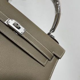 Hermès KL сумка из кожи Epsom, слоновая кость серебряной застежко
