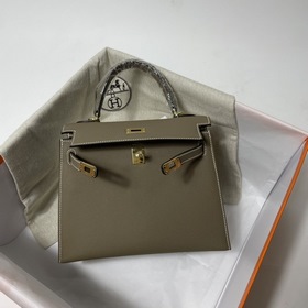 Hermès KL сумка из кожи Epsom, слоновая кость серебряной пряжкой 