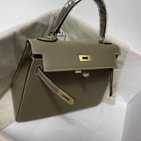 Hermès KL сумка из кожи Epsom, слоновая кость серебряной пряжкой 