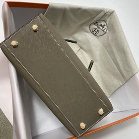 Hermès KL сумка из кожи Epsom, слоновая кость серебряной пряжкой 