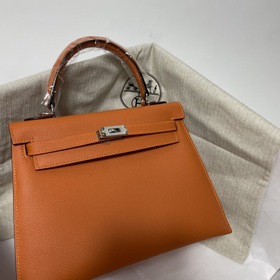 Сумка Hermes KL из кожи Epsom, оранжевая с золотыми серебряными з