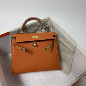 Сумка Hermes KL из кожи Epsom, оранжевая с золотыми серебряными з