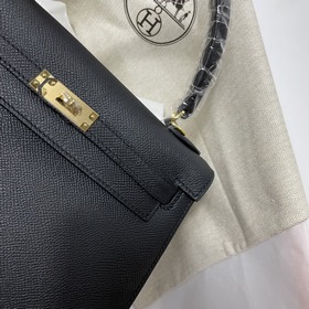 Сумка Hermes KL из кожи Epsom, черная с золотыми серебряными заст