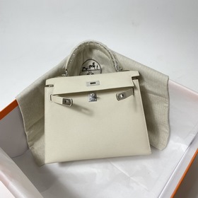 Сумка Hermes KL из кожи Epsom, цвет молочного коктейля серебряной