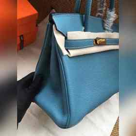 Hermès Platinum 25, 30 сумка через плечо, джинсовый синий с золот