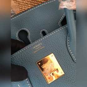 Hermès Platinum 25, 30 сумка через плечо, джинсовый синий с золот