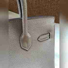 Hermès Platinum 25, 30 сумка с ручкой, светло-серая серебряной за