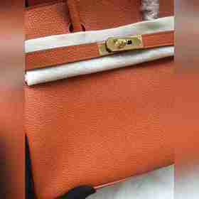 Hermès Platinum 25, 30 сумка с ручкой, оранжевая с золотыми сереб
