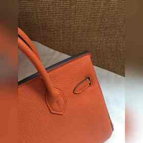 Hermès Platinum 25, 30 сумка с ручкой, оранжевая с золотыми сереб