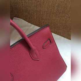 Hermès Platinum 25, 30 сумка с ручкой, бордовый с золотыми серебр