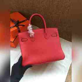 Hermès Platinum 25, 30 сумка с ручкой, ярко-красная с золотыми се