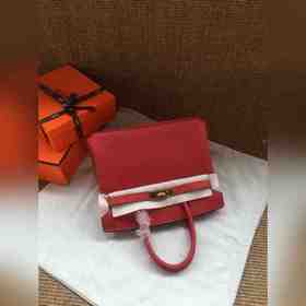 Hermès Platinum 25, 30 сумка с ручкой, ярко-красная с золотыми се