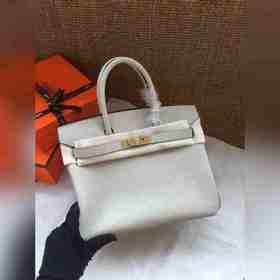 Hermès Platinum 25, 30 сумка с ручкой, жемчужно-серая с золотыми 