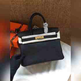 Hermès Platinum 25, 30 сумка с ручкой, черная с золотыми серебрян