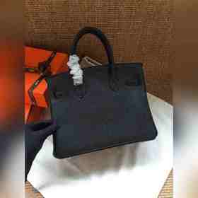 Hermès Platinum 25, 30 сумка с ручкой, черная с золотыми серебрян