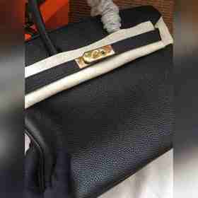Hermès Platinum 25, 30 сумка с ручкой, черная с золотыми серебрян