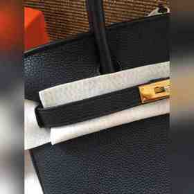 Hermès Platinum 25, 30 сумка с ручкой, черная с золотыми серебрян