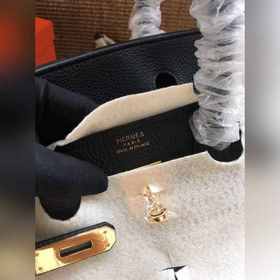 Hermès Platinum 25, 30 сумка с ручкой, черная с золотыми серебрян