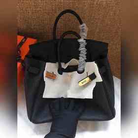 Hermès Platinum 25, 30 сумка с ручкой, черная с золотыми серебрян