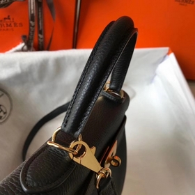 Hermès Kelly 25, 28 сумка через плечо, черная с золотыми серебрян