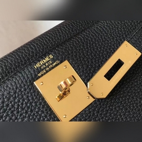 Hermès Kelly 25, 28 сумка через плечо, черная с золотыми серебрян