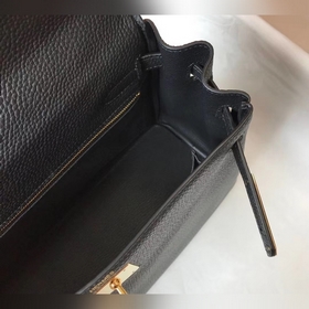 Hermès Kelly 25, 28 сумка через плечо, черная с золотыми серебрян