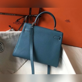 Hermès Kelly 25, 28 сумка через плечо, средняя, синяя с золотыми 