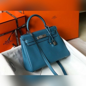 Hermès Kelly 25, 28 сумка через плечо, средняя, синяя с золотыми 
