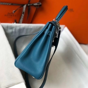 Hermès Kelly 25, 28 сумка через плечо, средняя, синяя с золотыми 