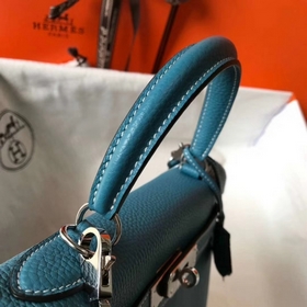 Hermès Kelly 25, 28 сумка через плечо, средняя, синяя с золотыми 