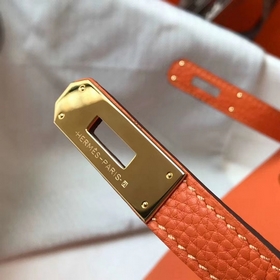 Hermès Kelly 25, 28 сумка через плечо, оранжевая с золотыми сереб