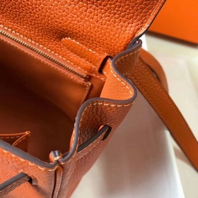 Hermès Kelly 25, 28 сумка через плечо, оранжевая с золотыми сереб