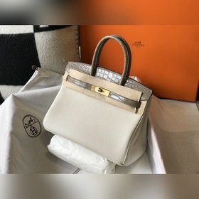 Hermès Молочный коктейль белый имитация крокодила Togo сумка Од