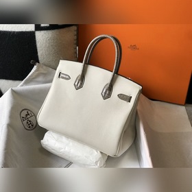 Hermès Молочный коктейль белый имитация крокодила Togo сумка Од