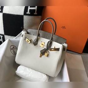 Hermès Молочный коктейль белый имитация крокодила Togo сумка Од