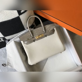 Hermès Молочный коктейль белый имитация крокодила Togo сумка Од
