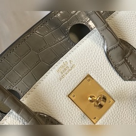 Hermès Молочный коктейль белый имитация крокодила Togo сумка Од